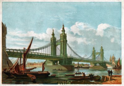 Il ponte di Chelsea, Londra (incisione, ca. 1860) da English School