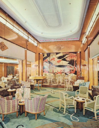 La Grande Sala, a bordo del RMS Mauretania da English School