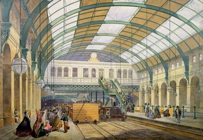 Veduta della stazione della metropolitana di Kings Cross, c.1865 da English School