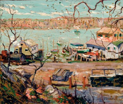 Scena fluviale – Barche e case da Ernest Lawson