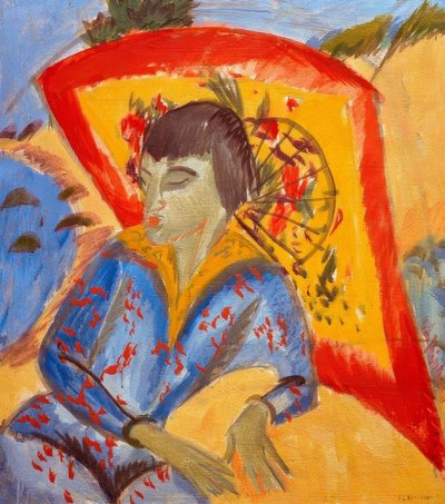 Erna con ombrello giapponese (Giapponese) da Ernst Ludwig Kirchner