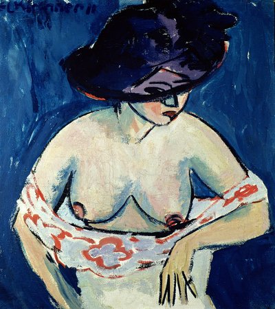 Donna semi-nuda con cappello, 1911 da Ernst Ludwig Kirchner