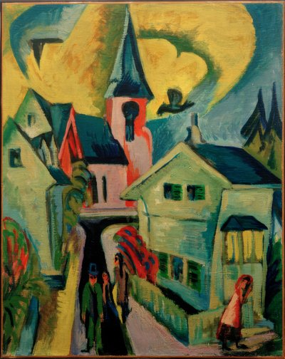 Königstein con chiesa rossa da Ernst Ludwig Kirchner