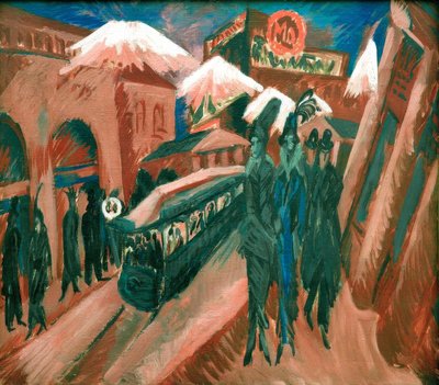 Via di Lipsia con tram elettrico da Ernst Ludwig Kirchner