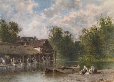 Les Lavandières Lavandaie, 1870-1880 da Eugene Ciceri