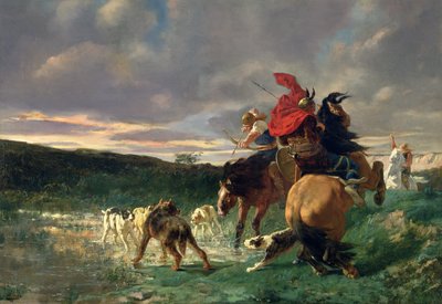 Merovingi che attaccano un cane selvatico da Evariste Vital Luminais