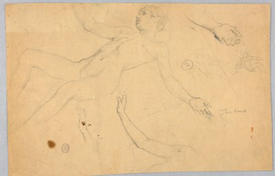 Schizzi di nudo femminile e mani da Francis Augustus Lathrop