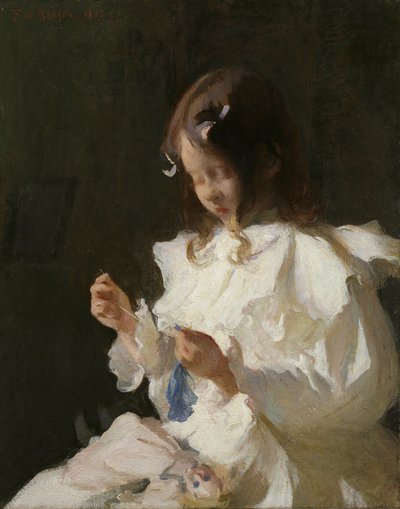 Ritratto di un bambino che cuce da Frank Weston Benson