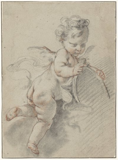 Putto fluttuante con uno specchio da toilette da François Boucher