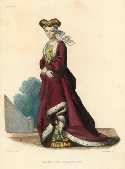 Anne de Beaujeu (incisione colorata) da French School