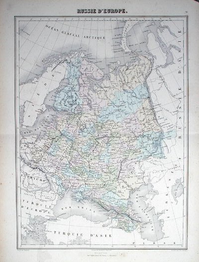 Mappa che raffigura la Russia europea, c.1840 da French School