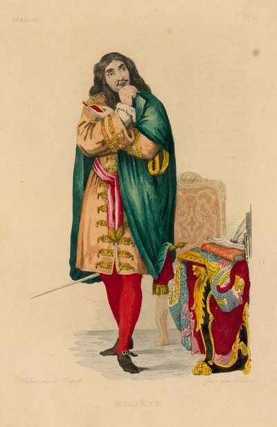 Molière (incisione colorata) da French School