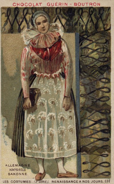 Costume femminile sassone, Germania, XIX secolo da French School