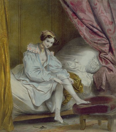 Donna che indossa calze, c.1830 da French School