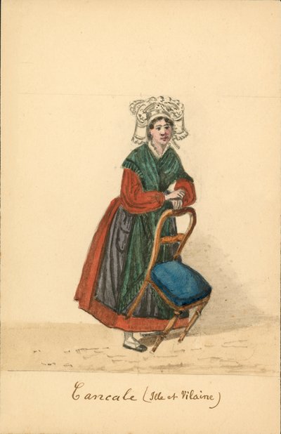 Costume femminile di Cancale, Ille-et-Vilaine da French School