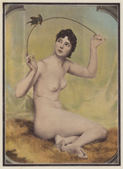 Giovane donna nuda con uccelli da French School