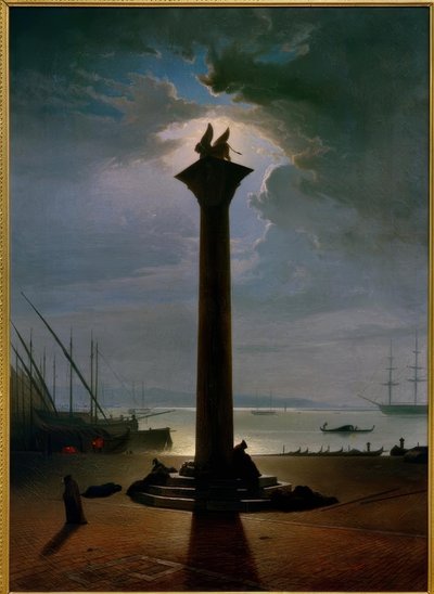 La colonna di San Marco a Venezia al chiaro di luna da Friedrich Nerly