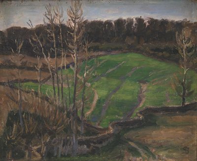 Paesaggio vicino a Svanninge con grano invernale verde da Fritz Syberg