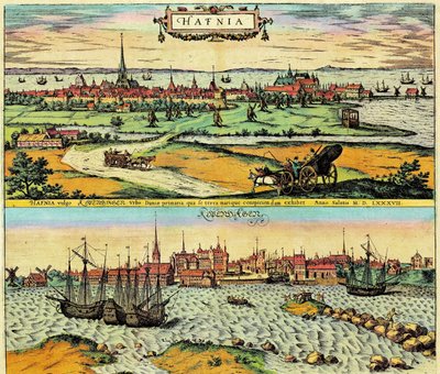 Hafnia/Kobenhavn, Danimarca da Georg Braun and Hogenberg Franz