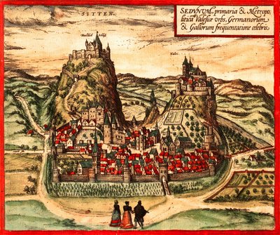 Sion, Svizzera da Georg and Hogenberg Franz (1535 90) Braun