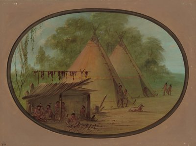 Fabbricazione di punte di freccia in selce - Apachees, 1855-1869 da George Catlin