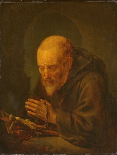 Un eremita in preghiera da Gerrit Dou