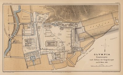 Mappa archeologica di Olimpia (incisione) da German School