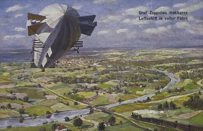 Dirigibile di Graf Ferdinand von Zeppelin in volo da German School