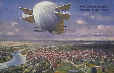 Dirigibile di Graf Ferdinand von Zeppelin in volo da German School