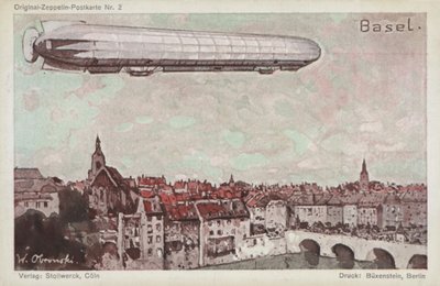 Zeppelin che vola sopra Basilea da German School