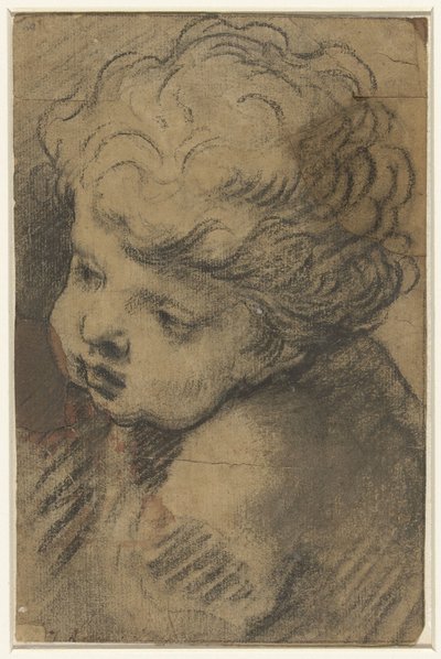 Testa di un putto da Giacomo Cavedone (attributed to)