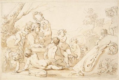 Putti che giocano incoronando una sfinge da Giovanni Battista Cipriani