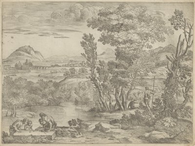 Paesaggio con quattro giocatori di dadi da Giovanni Francesco Grimaldi