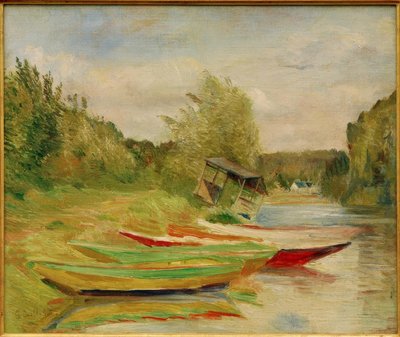 Barche e capanna, bordo della Senna da Gustave Caillebotte