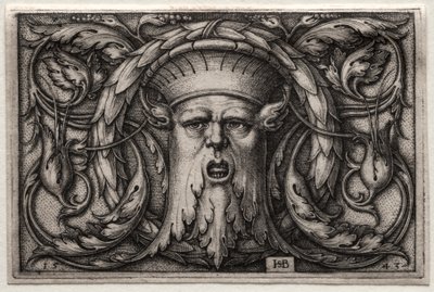 Ornamento con testa di satiro e ghirlanda da Hans Sebald Beham