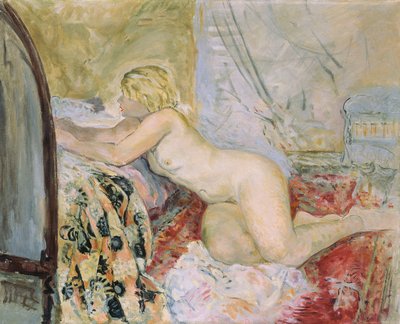 Nudo sdraiato contro un letto da Henri Lebasque