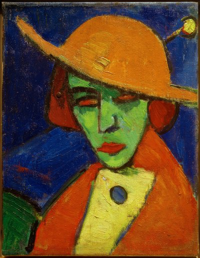 Donna verde con cappello giallo II da Hermann Stenner