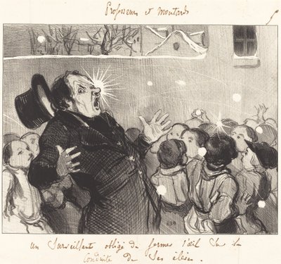 Un sorvegliante obbligato a chiudere un occhio... da Honoré Daumier