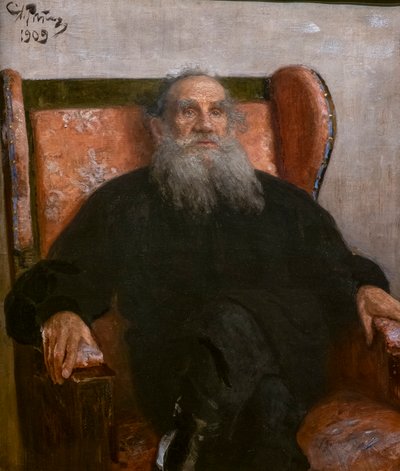 Lev Tolstoj in una poltrona rosa da Ilya Efimovich Repin