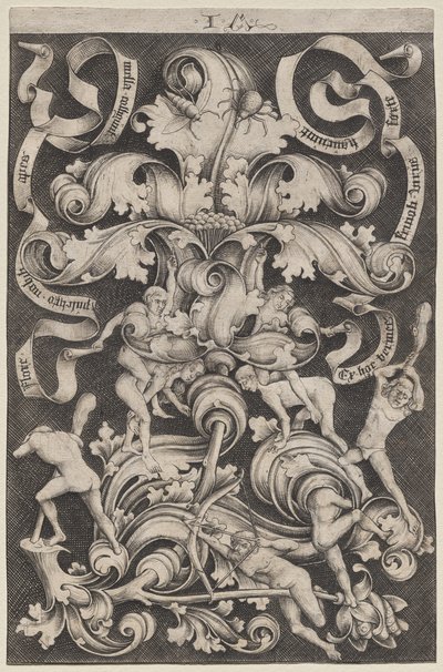 Ornamento Verticale con Otto Uomini Nudi da Israhel van Meckenem