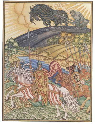 Volga Svyatoslavich e Mikula Selyaninovich, 1940 da Ivan Yakovlevich Bilibin