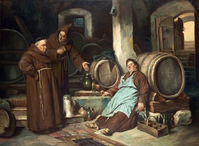 Monaci in una cantina, 1873 da J. Haier