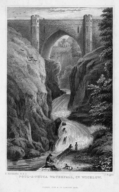 Cascata Poul a Phuca, Contea di Wicklow, 1829 da J. Rogers