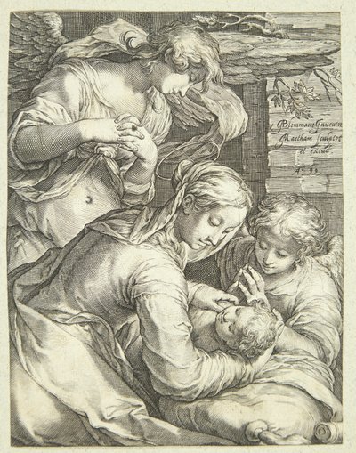 Madonna con bambino e due angeli da Jacob Matham