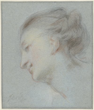 Testa di donna, profilo sinistro, rivolta verso il basso da Jacob de Wit