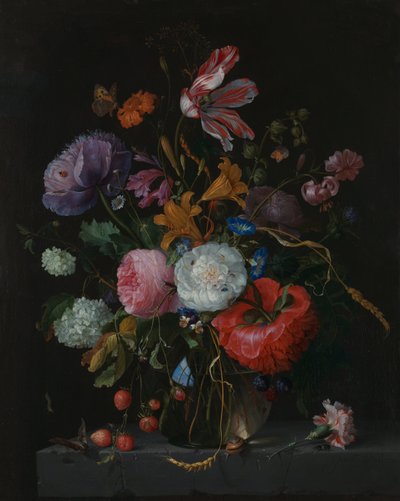 Fiori in un vaso di vetro, c.1670 da Jacob van Walscapelle