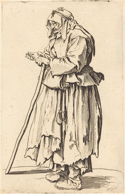 Mendicante che Riceve Carità da Jacques Callot