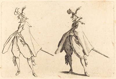 Gentiluomo in grande mantello, vista frontale da Jacques Callot