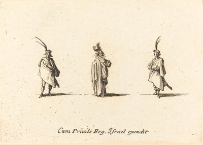 Signora in lungo mantello e due gentiluomini da Jacques Callot