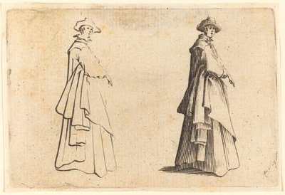 Signora con un grande cappotto da Jacques Callot